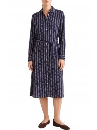 GANT GANT ΦΟΡΕΜΑ MIDI PRINTED FLUID LONG SLEEVE SHIRT DRESS ΜΠΛΕ