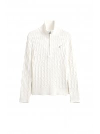 GANT GANT ΠΟΥΛΟΒΕΡ HALF-ZIP STRETCH CABLE  SWEATER ΕΚΡΟΥ